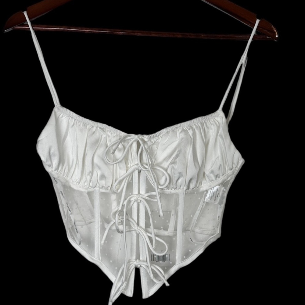 Sabo Bustier White US Size 4 Morello Corset Top w/ Boning Sheet Waist NEW